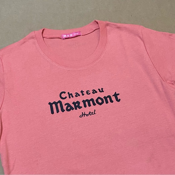 Chateau Marmont Hotel coral pink baby tee - Picture 4 of 5